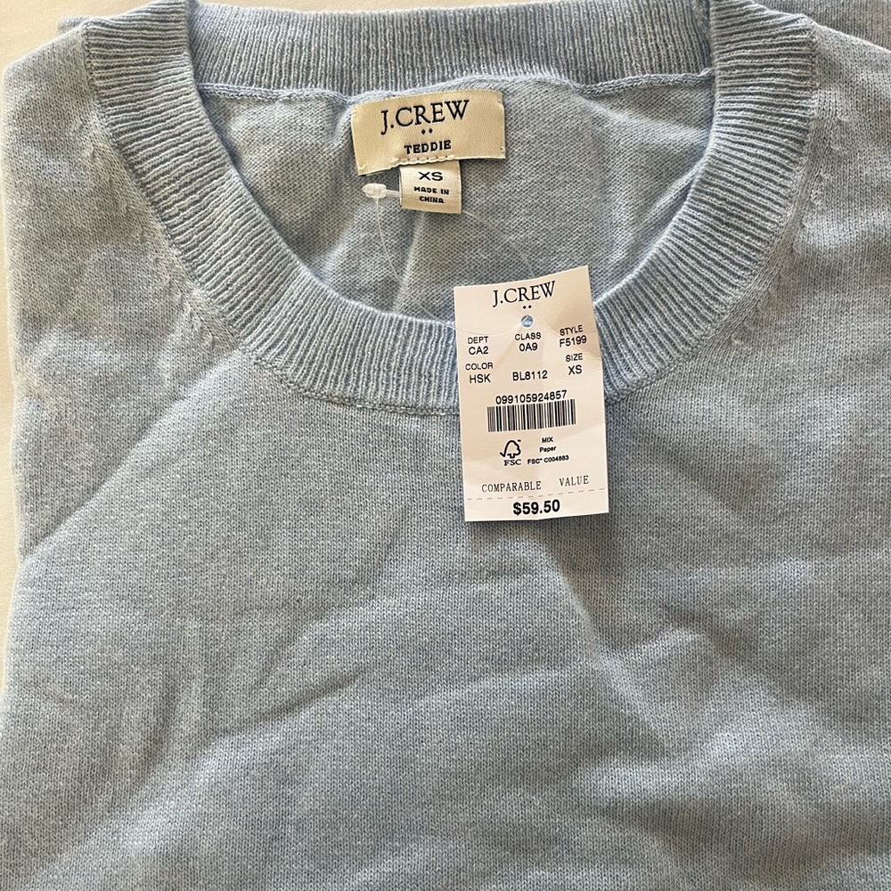 NWT JCrew Teddie sweater in sky blue